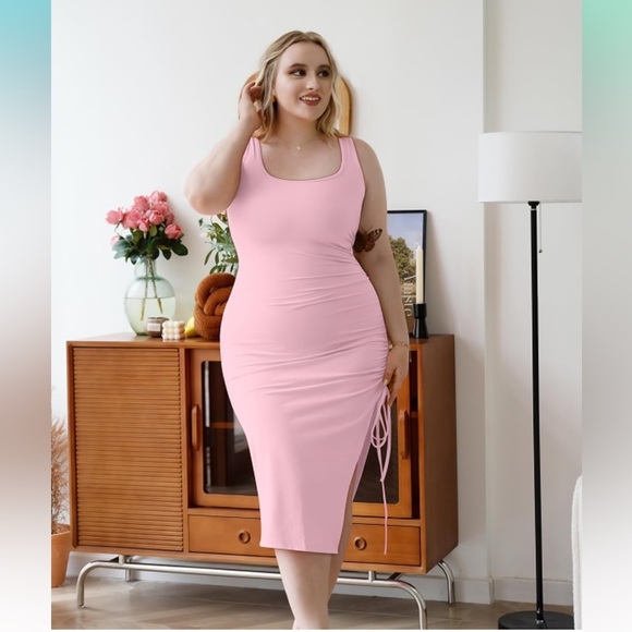 Summer Sexy Sleeveless Side Split
Bodycon Ruched Midi Tank Dress
8081 - Picture 6 of 6